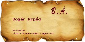 Bogár Árpád névjegykártya